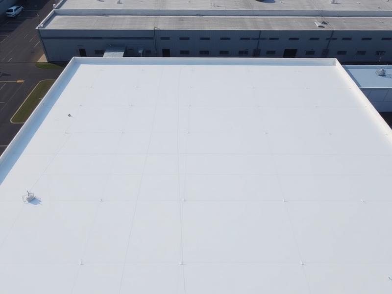 Clean white TPO commercial flat roof membrane